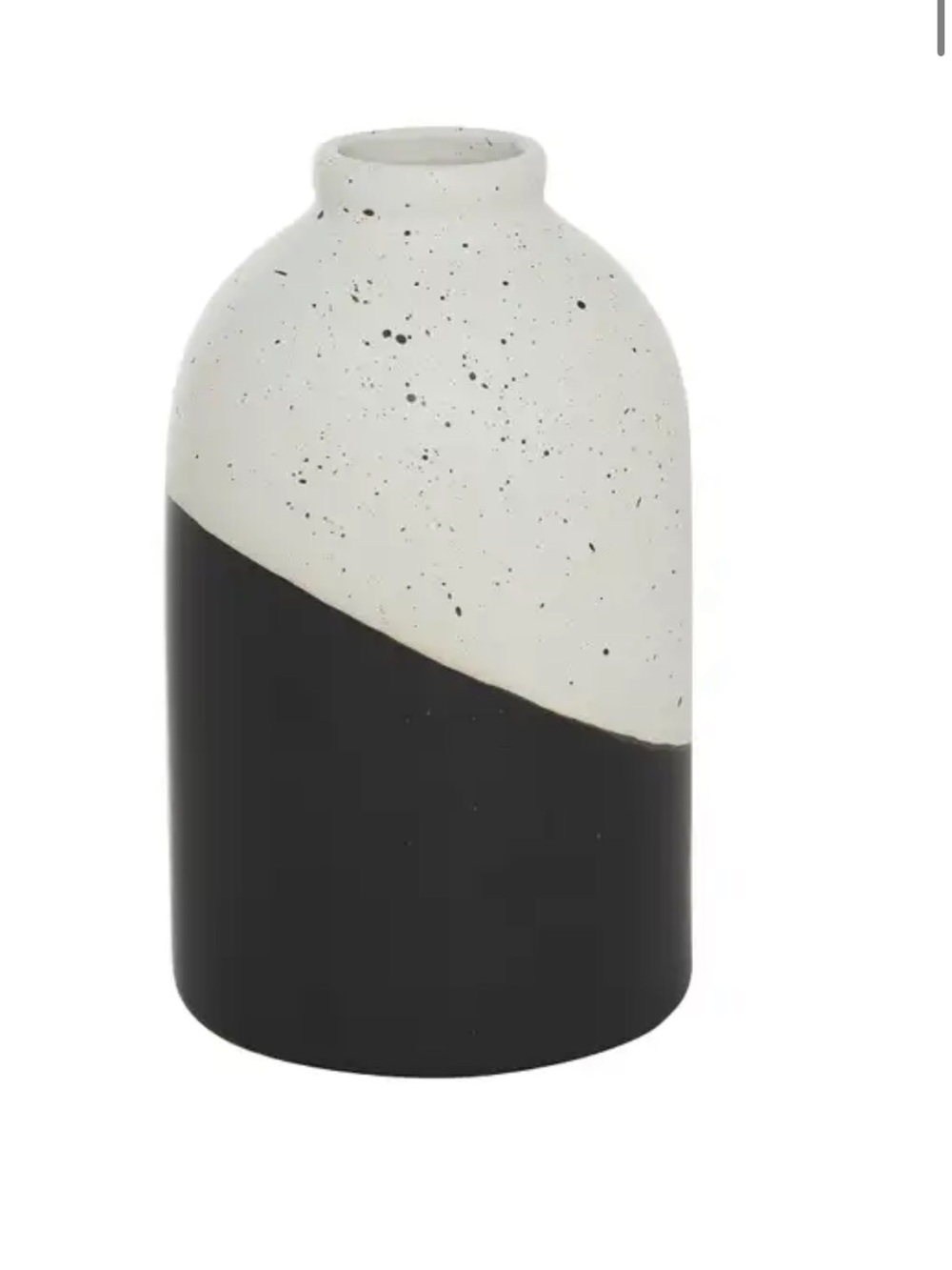 Minimalist Black and White Speckled Ceramic Vase - Home Accents